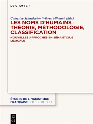cover image of Les noms d'humains – théorie, méthodologie, classification